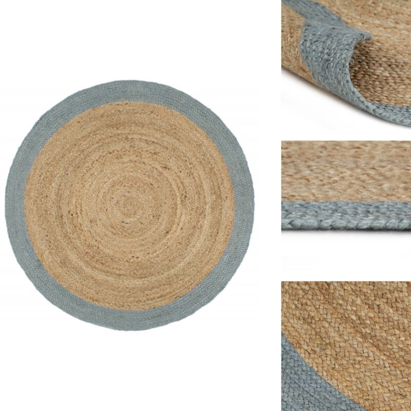 Tapis fait à la main Jute avec bord vert olive 180 cm - Tapis - Tapis De Sol - Tapis En Jute - Tapis Rond