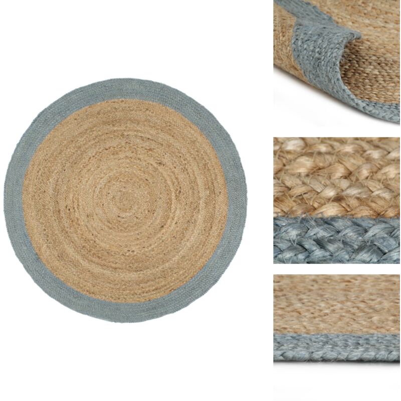 Vidaxl - Tapis fait à la main Jute avec bord vert olive 210 cm - Tapis En Jute - Tapis Rond - Tapis Artisanal - Tapis Naturel - Décoration Intérieure