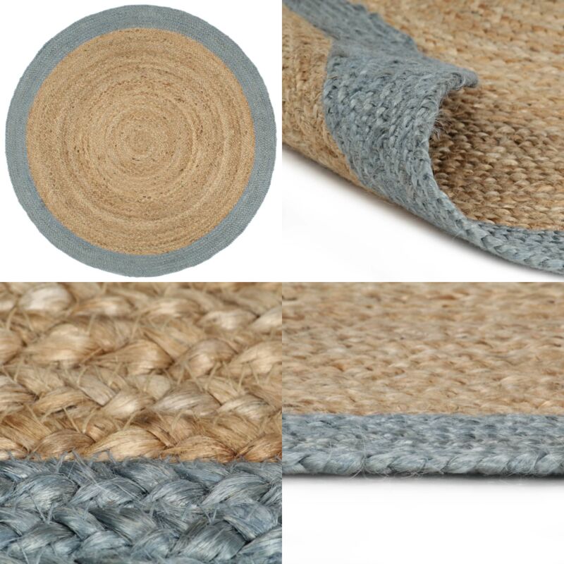Vidaxl - Tapis fait à la main Jute avec bord vert olive 210 cm - Tapis En Jute - Tapis Rond - Tapis Artisanal - Tapis Naturel - Décoration Intérieure