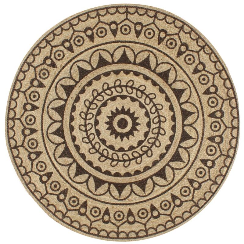 Vidaxl - Tapis fait à la main Jute avec imprimé marron foncé 90 cm