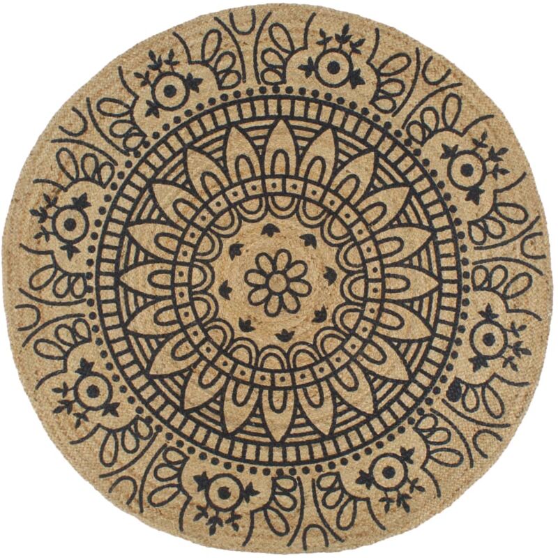 Vidaxl - Tapis fait à la main Jute avec imprimé bleu foncé 150 cm