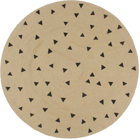 Tapis fait à la main Jute avec imprimé à triangles 120cm