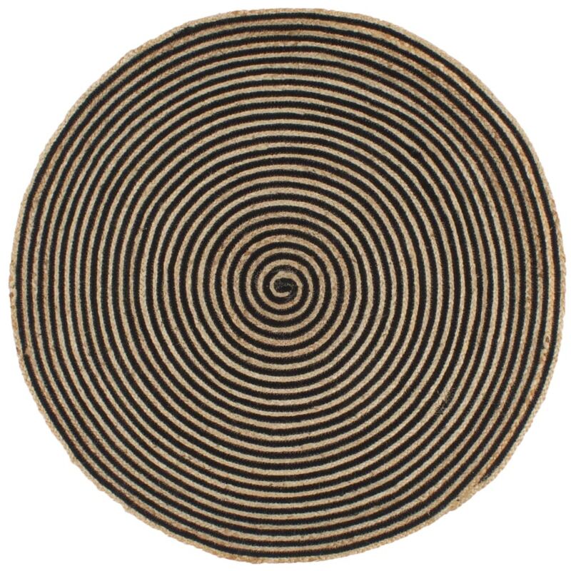 Vidaxl - Tapis fait à la main Jute avec design de spirale Noir 150 cm