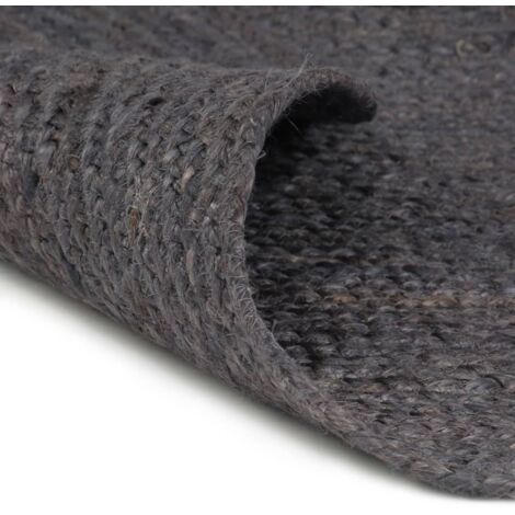 Tapis fait à la main Jute Rond 120 cm Gris foncé