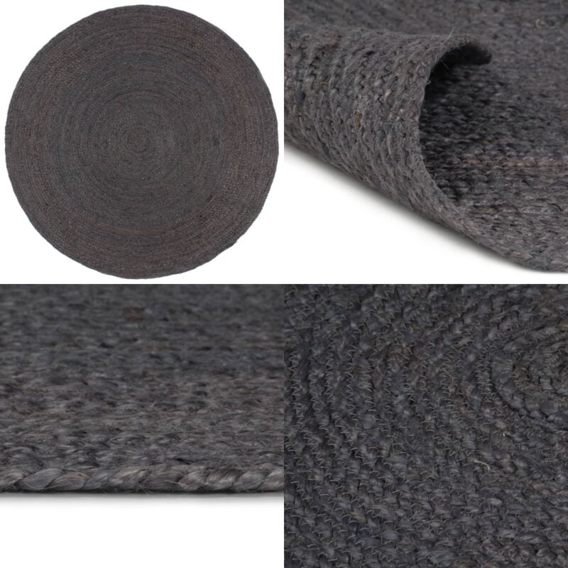 Vidaxl - Tapis fait à la main Jute Rond 180 cm Gris foncé - Tapis En Jute - Tapis Rond - Tapis Naturel - Tapis Artisanal - Tapis Fait Main - Home &