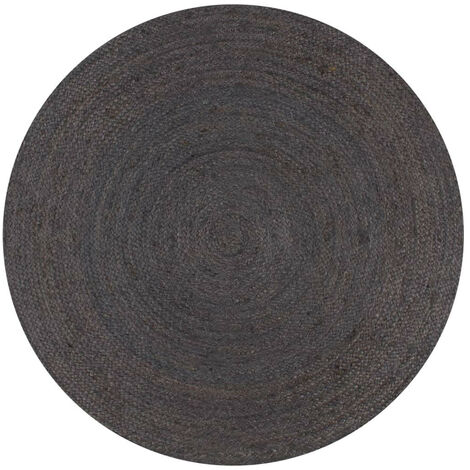 Tapis fait à la main Jute Rond 90cm Gris foncé