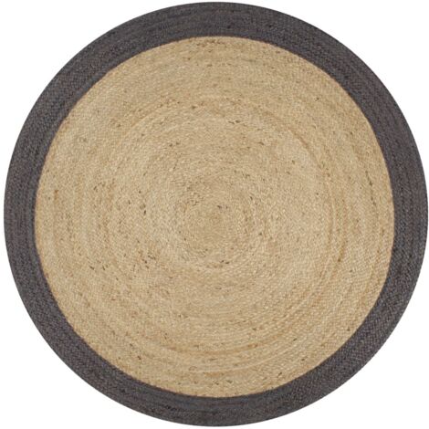 Tapis fait à la main  Tapis de salon Tapis d'entrée Jute avec bord gris foncé 150 cm 49889