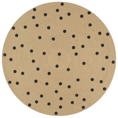 Tapis fait à la main Tapis de salon Tapis d'entrée Jute avec imprimé à pois 120 cm 98902