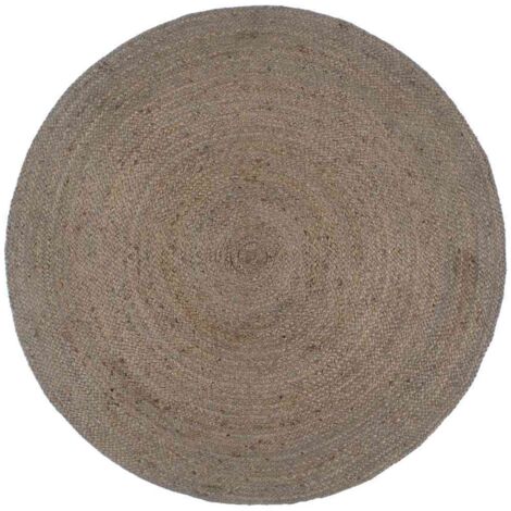 Tapis fait à la main  Tapis de salon Tapis d'entrée Jute Rond 180 cm Gris 36075