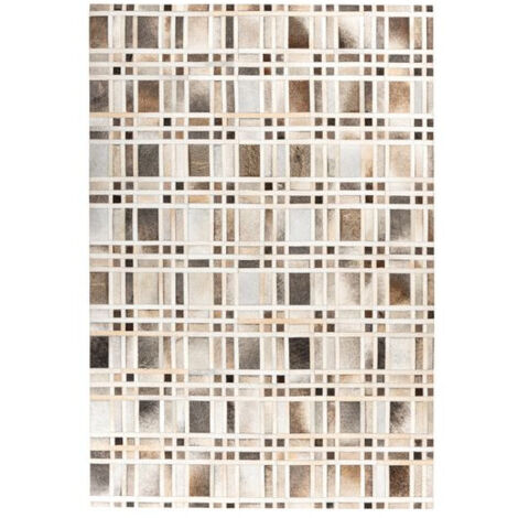 Tapis Fait Main en Cuir "Lavin II" Gris 120 x 170 cm