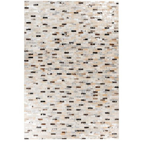 Tapis Fait Main en Cuir "Lavin VII" Noir & Multicolore 120 x 170 cm