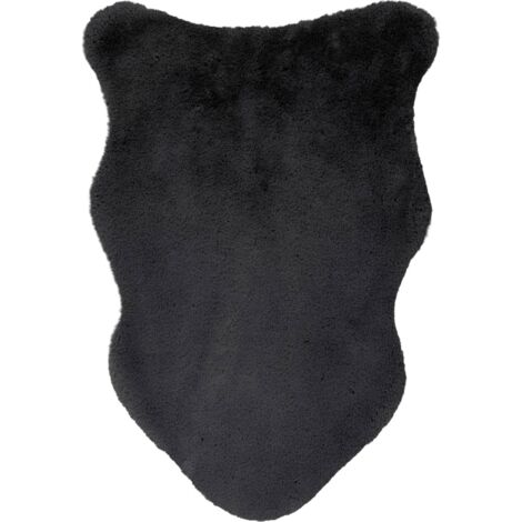 Tapis fausse peau de mouton cosy graphit doux et chaud - 90 x 60 cm