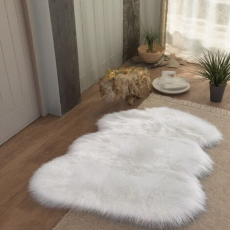 Tapis Faux Mouton Imitation Laine Doux Moelleux 60x90cm Décoration Salon Moderne Canapé Chaise Confortable