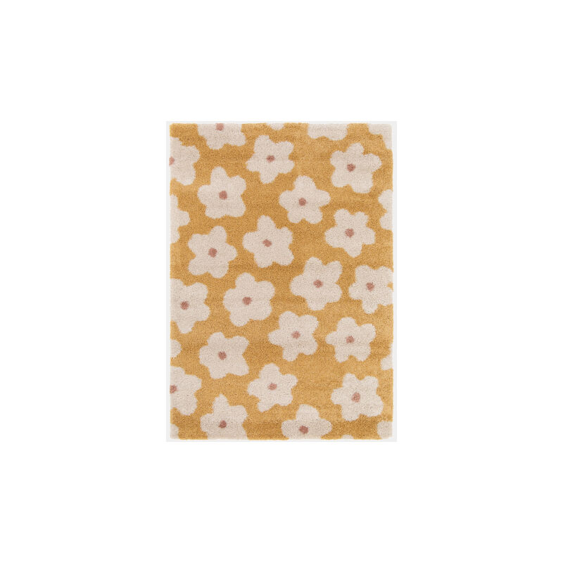 Décoweb - Tapis fleurs maximalistes - Apolline - Jaune - 160 x 230 cm