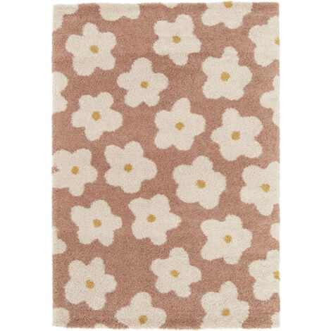 DÉCOWEB Tapis fleurs maximalistes - Apolline - Rose - 120 x 170 cm