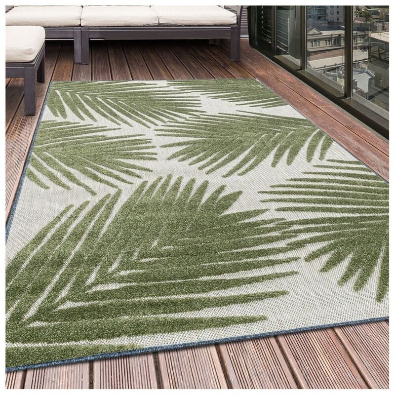 Allotapis - Tapis floral intérieur et extérieur vert Bent Vert 140x200