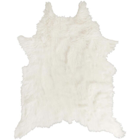 Tapis Forme Peau de Bête 120x158cm Imitation Fourrure Blanche