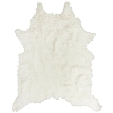 Tapis forme peau de bête imitation fourrure blanc 120x158 cm