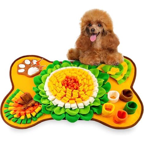 Tapis fouille chien, jeu recherche nourriture pliable 64x43 cm