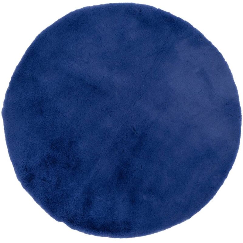 Atmosphera - Tapis fausse fourrure Couka bleu indigo D80cm créateur d'intérieur