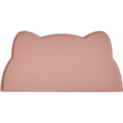 Tapis Gamelle Chat et Chien, Tapis Silicone Bol Antidérapant Tapis de Nourriture pour Animaux Imperméable (Rose Thé)