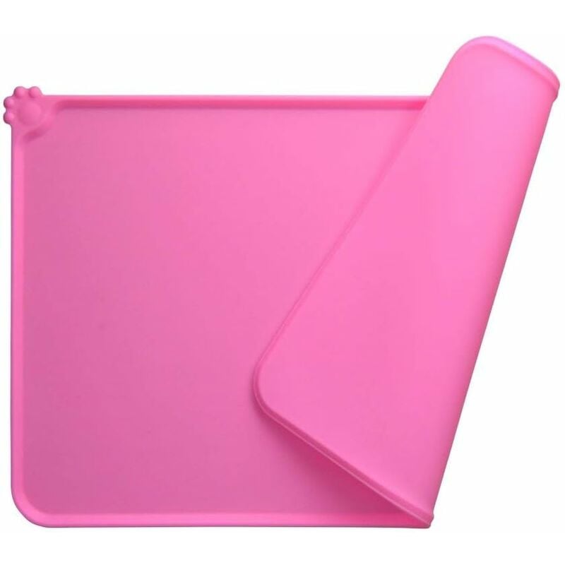 Tapis Gamelle Chien Rose, Tapis d'Alimentation pour Chat en SiliCône aux Normes fda, Imperméable et Antidérapant, 47 x 30 cm Fei Yu