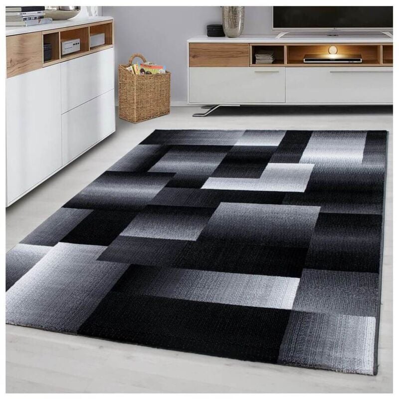 Allotapis - Tapis géométrique noir design Weso Noir 80x150