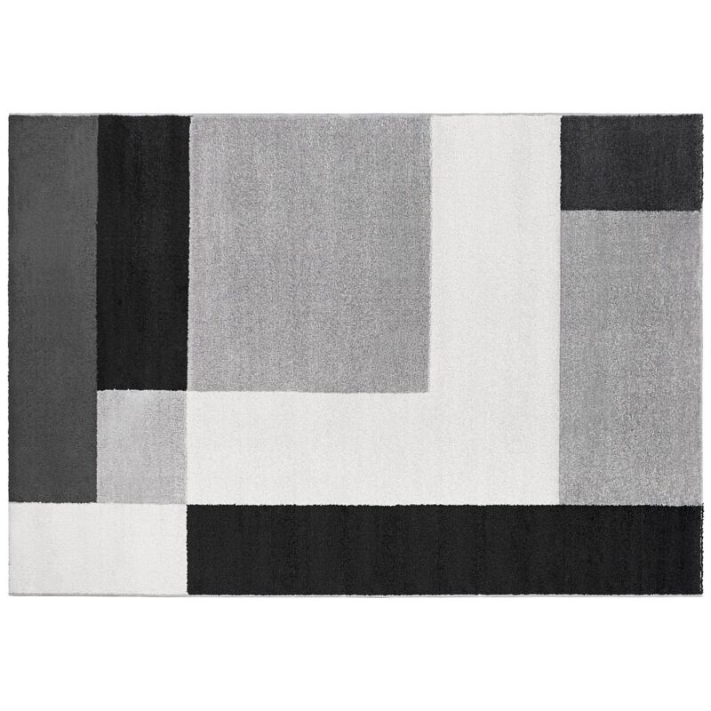 Vente-unique - Tapis géométrique - 160 x 230 cm - Noir, blanc, gris - carino