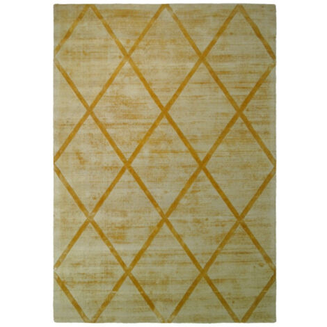 Tapis Géométrique à Poils Courts "Luxury II" Jaune 120 x 170 cm