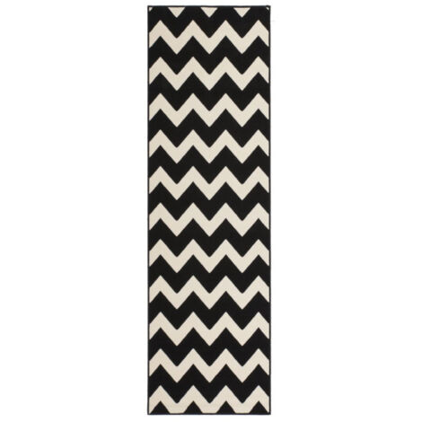 Tapis Géométrique à Poils Courts "Manolya" Noir 80 x 150 cm