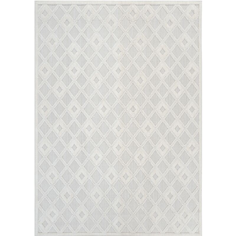 Tapis salon chambre losange crème manisa 901 motifs 3d géométriques facile d'entretien Toutapis 160x230