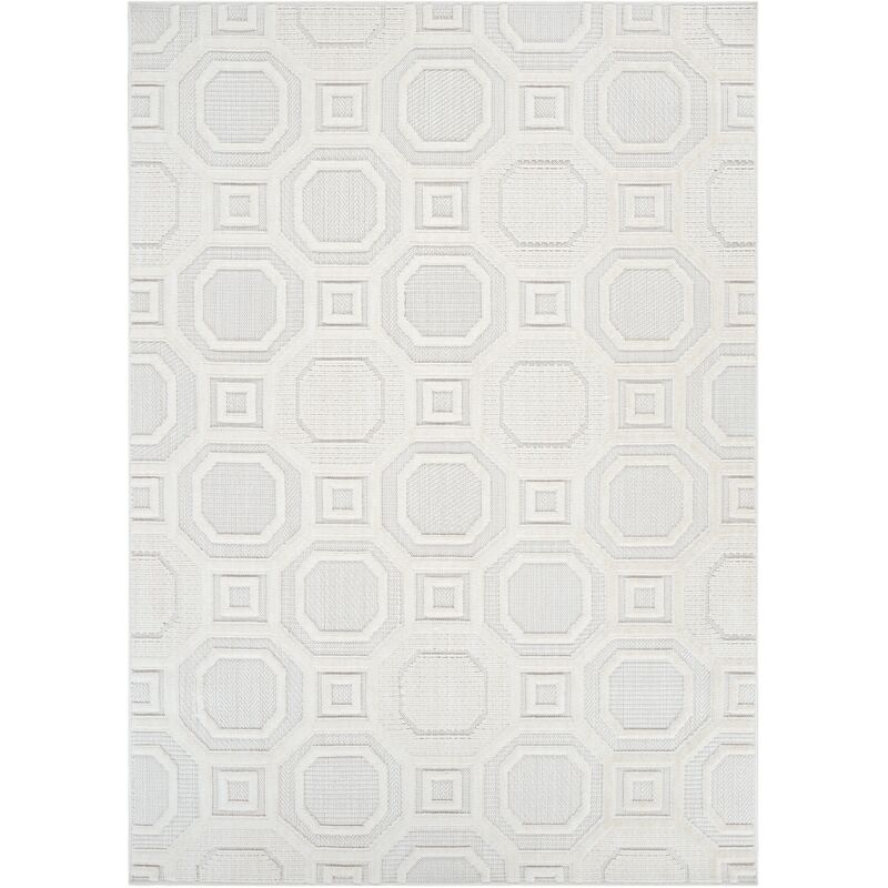 Tapis salon chambre géométrique crème manisa 992 motifs 3d facile d'entretien Toutapis 120x170
