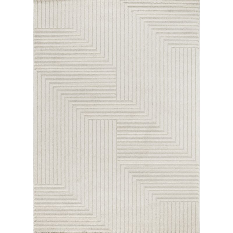 Tapis salon chambre géométrique crème beige monaco 53 doux et moelleux Toutapis 200x290