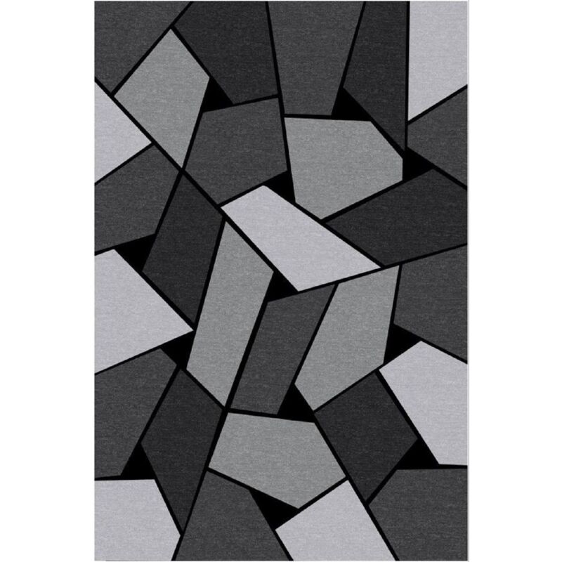 Vendorflair - Tapis geometrique Gris Dimensions - 80x150 – Qualité supérieure pour Maison, Appartement, Bureau – Style élégant et durable – Confort