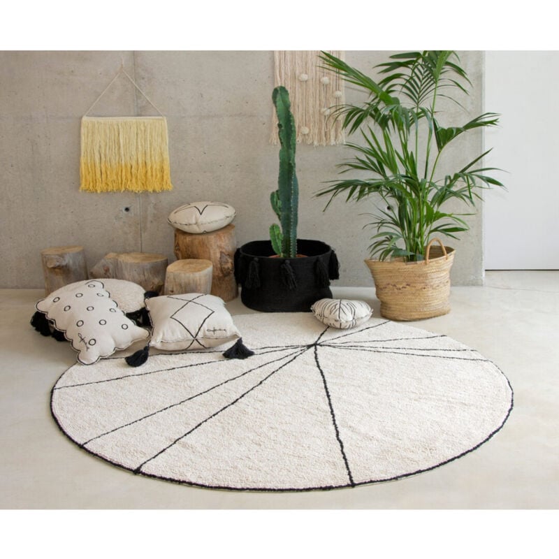 Lorena Canals - Tapis géométrique rond Trace Beige ø 160
