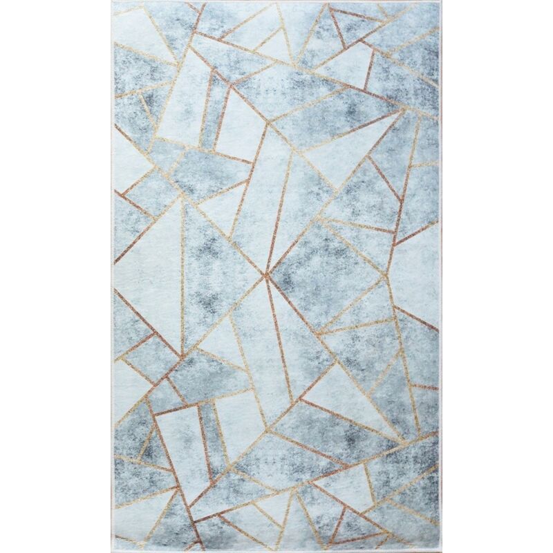 Vendorflair - Tapis Grafic Gris/Doré Dimensions - 200x290 – Qualité supérieure pour Maison, Appartement, Bureau – Style élégant et durable – Confort