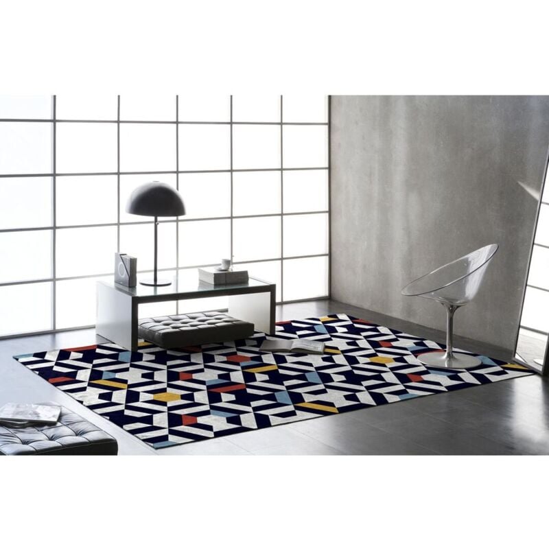 Naf Naf - Tapis graphique design plat multicolore Twist Multicolore 80x150
