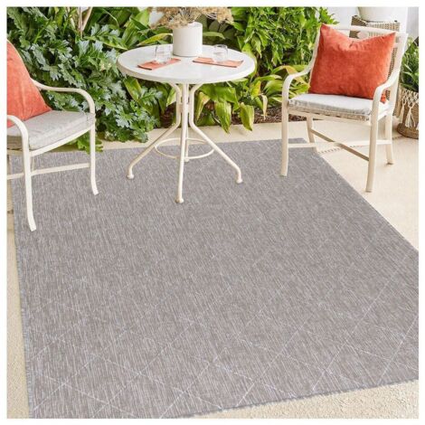 Tapis graphique intérieur et extérieur design Anuk Beige 120x170