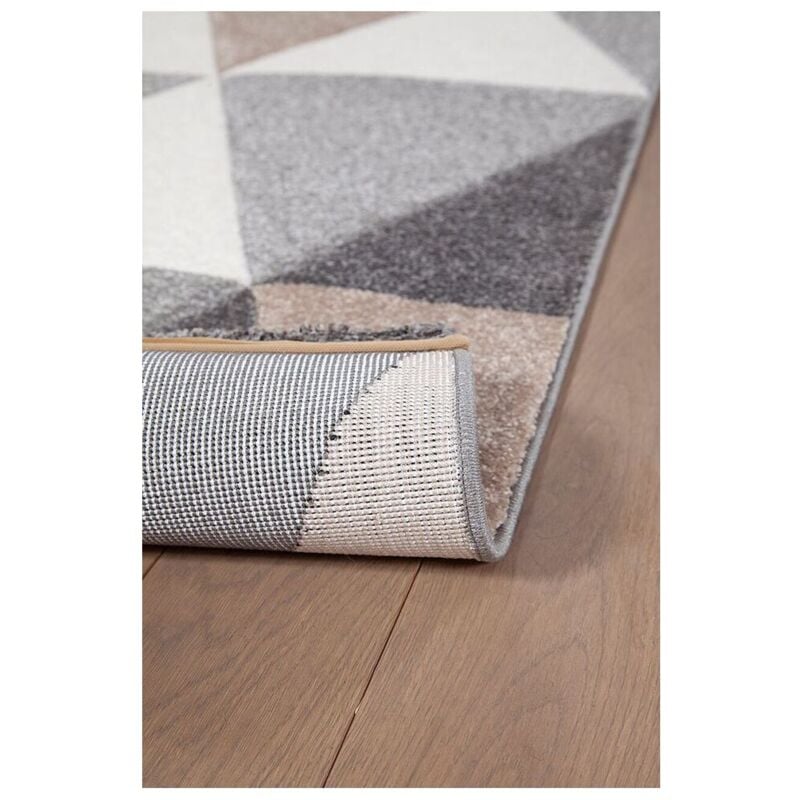 Deladeco - Tapis graphique moderne à courtes mèches Optik Beige 160x230