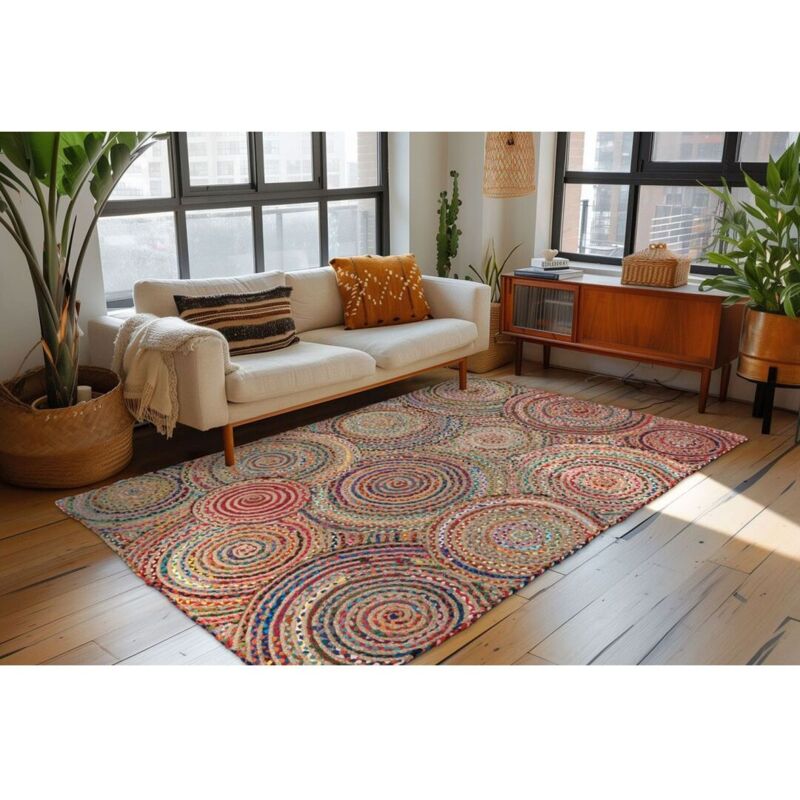 Deladeco - Tapis graphique multicolore jute et coton Sumo Multicolore 160x230