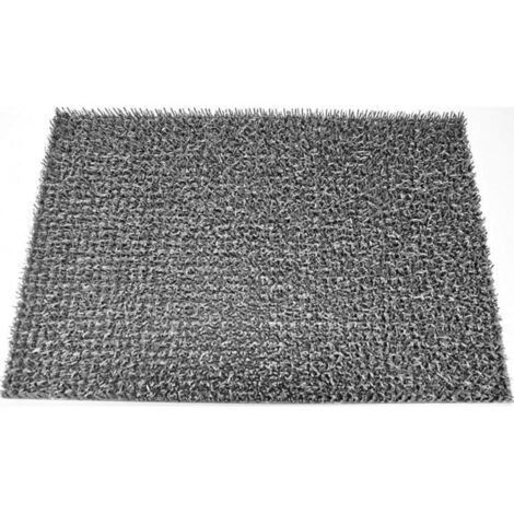 Tapis grattant intérieur extérieur en gazon synthétique 40x60cm – Antidérapant – Résistant aux UV et à l'humidité – Couleur gris argent – Novotex