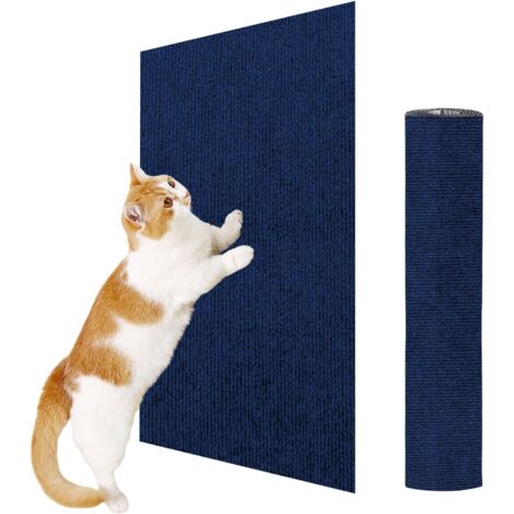 Tapis griffoir adhésif pour chat - Protège murs, portes et meubles - Tapis griffoir adhésif, protection meubles DIY, bleu,100 x 40 cm