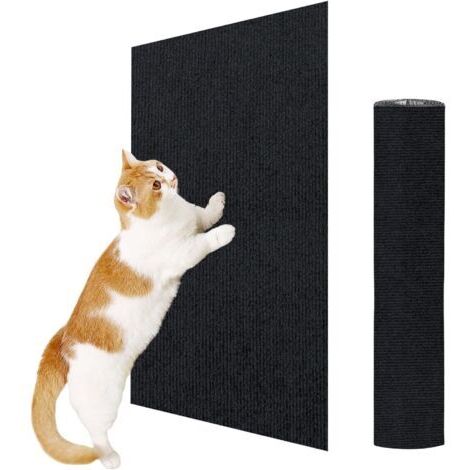 Tapis griffoir adhésif pour chat - Protège murs, portes et meubles - Tapis griffoir adhésif, protection meubles DIY, noir,100 x 40 cm
