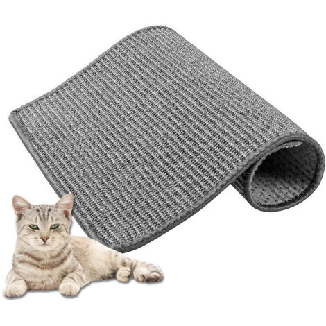 Tapis Griffoir pour Chat, Tapis à Gratter en Sisal Naturel Grattoir Chat Chaton Anti-Dérapant pour Animaux de Compagnie Tapis Couchage Protège Meubles Sol Mur (30x40cm) gris