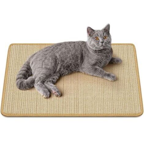 Tapis Griffoir pour Chat, Tapis à Gratter pour Chat en Corde tissée sisal Naturel Anti-dérapant Pratique Jouet de Soins pour Griffes Tapis de chat protéger les tapis et canapés 4060cm Marron