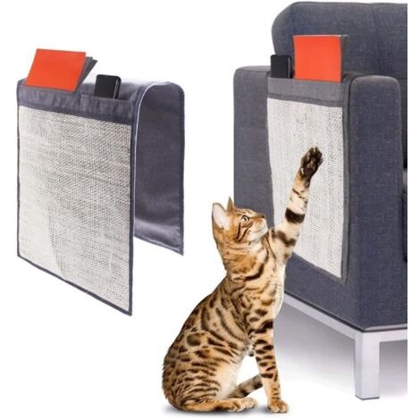 Tapis griffoir pour Chats - Protection canapé Meuble Sol - Tapis en sisal et Lin 120 x 40cm avec Compartiments, pour Chaton Chien