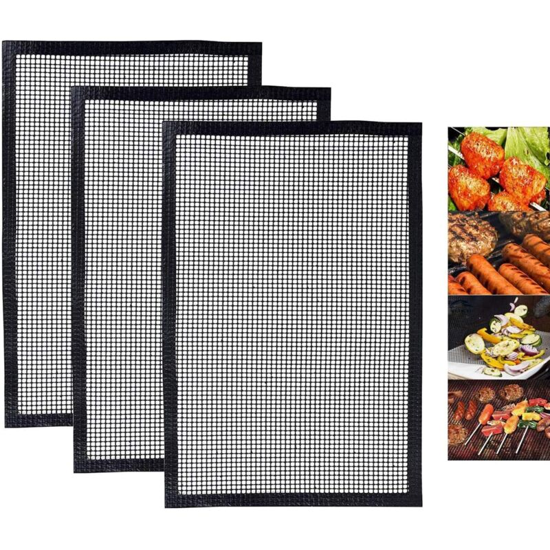 Tapis Grille Barbecue Réutilisable, Tapis de Cuisson Anti-adhésif pour Barbecue ou Yaourtières, Compatible Fonctionne Bien avec BBQ Electrique,Four,