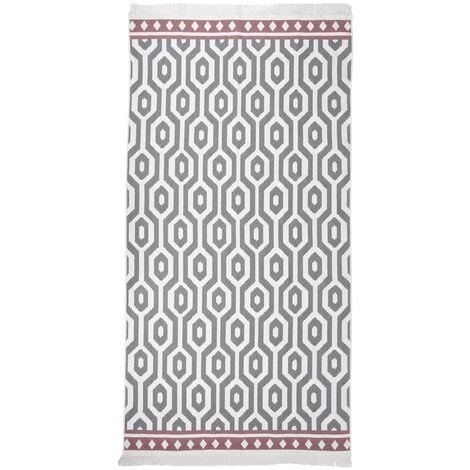 MILANO - Tapis tissé plat coton noir et reflet lumière beige 240x340