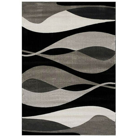 Tapis gris et noir courbe pour salon moderne rectangle Foligno Gris 80x150 - Gris