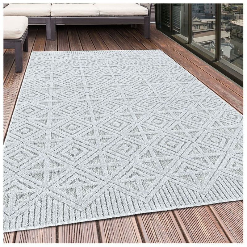 Allotapis - Tapis gris intérieur et extérieur graphique Frencie Gris 120x170
